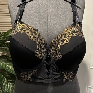 Cacique Black Bra with Gold Lace Accents~SERIOUSLY SEXY COLLECTION ~
